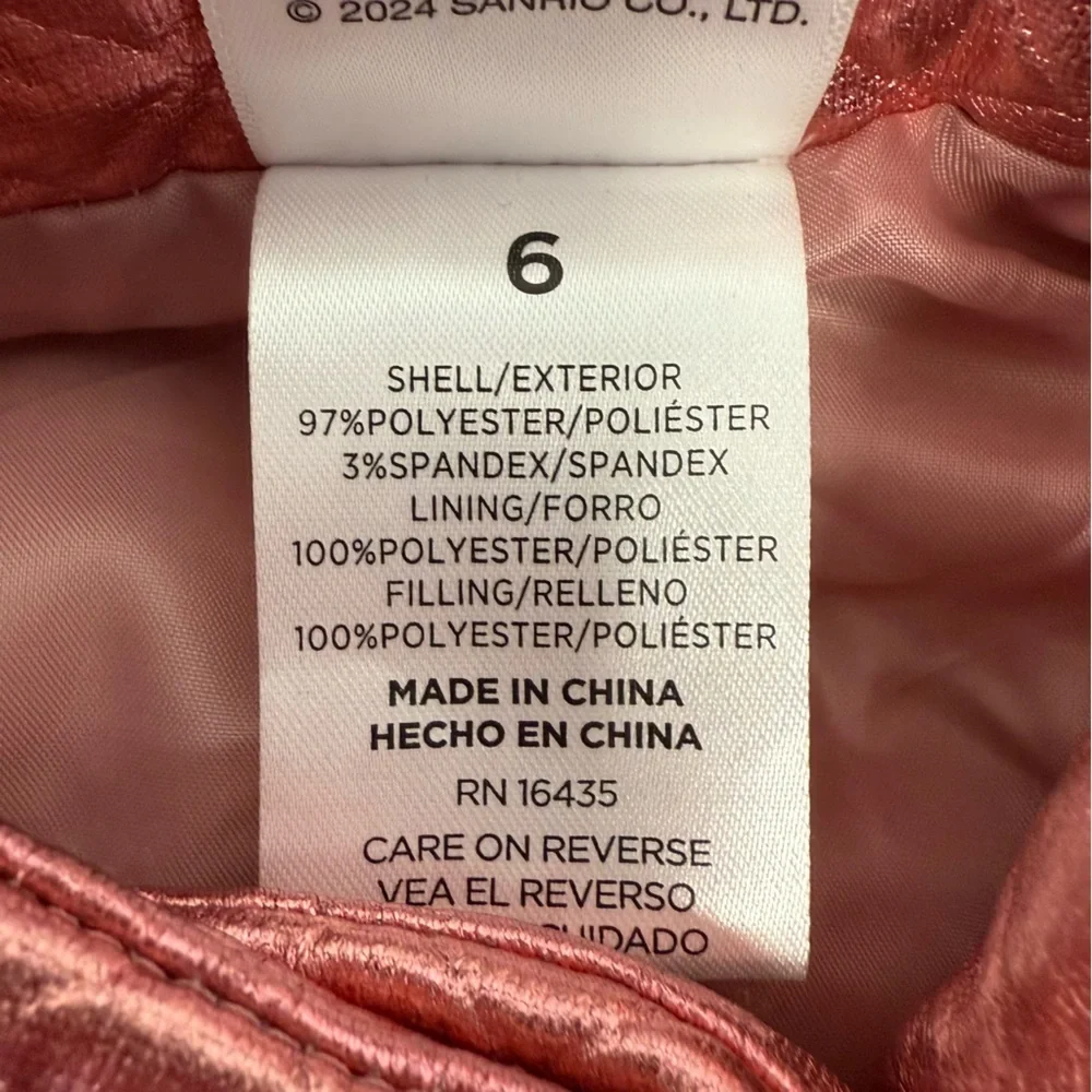 NWT Hello Kitty Metallic Quilted Vest Rose Gold Pink Girls 6 Sequin Bling Logo